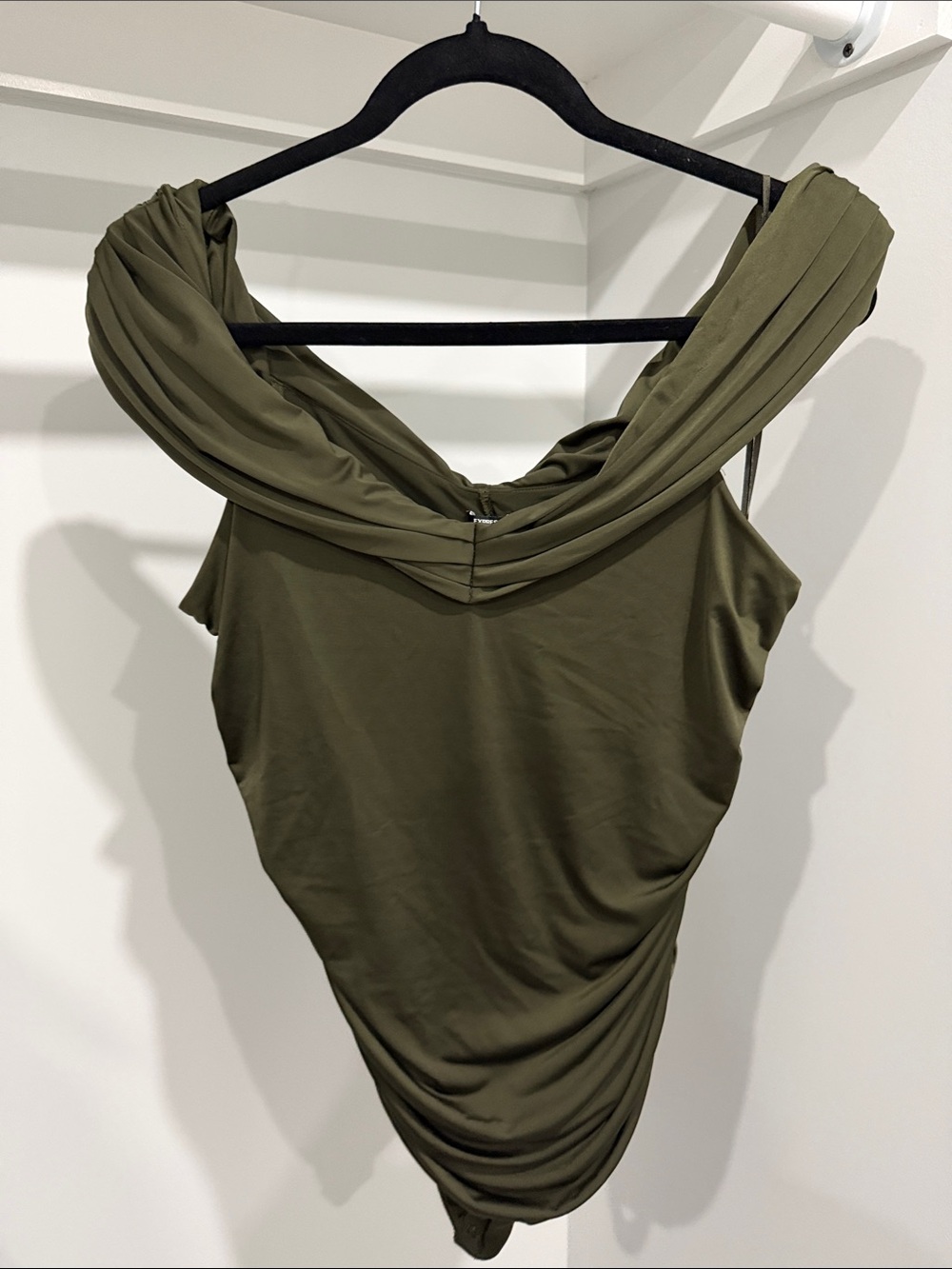 Express Olive Green Off-Shoulder Bodysuit